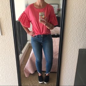 14th and Union coral bell-sleeve top